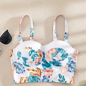 Floral tropical push up biquini top